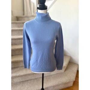 State Fusio Sky Blue Merino Wool & Cashmere Turtleneck Long Sleeve Sweater